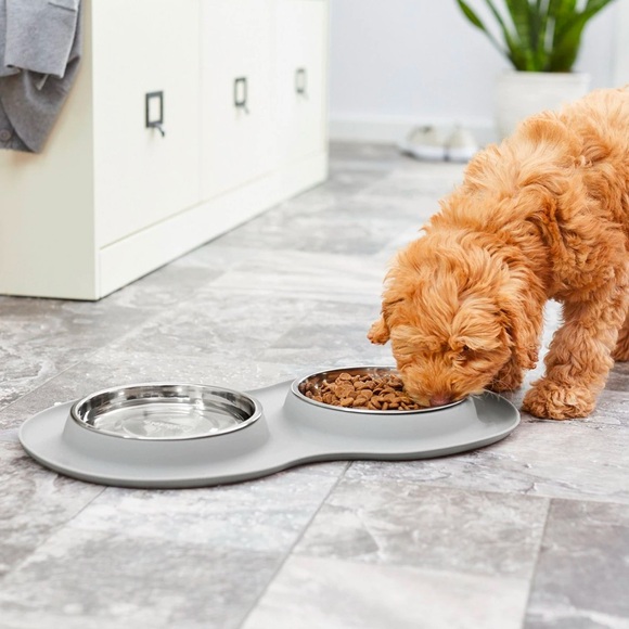 Messy Mutts Double Dog Bowl - Gray - Picture 5 of 8